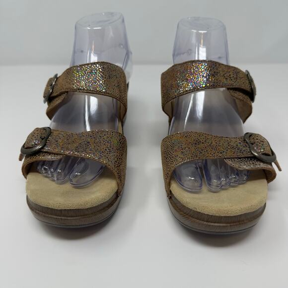 Dansko Slide Sandal Women's 41 (9.5) Brown Leather Sophie Iridescent Summer - Picture 2 of 10